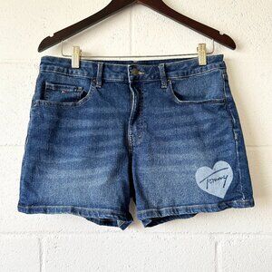 Tommy Hilfiger Greenwich Heart Tommy Logo Dark Wash Denim Shorts Women's Size 10